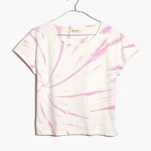 Madewell Pink and White Cropped Tee